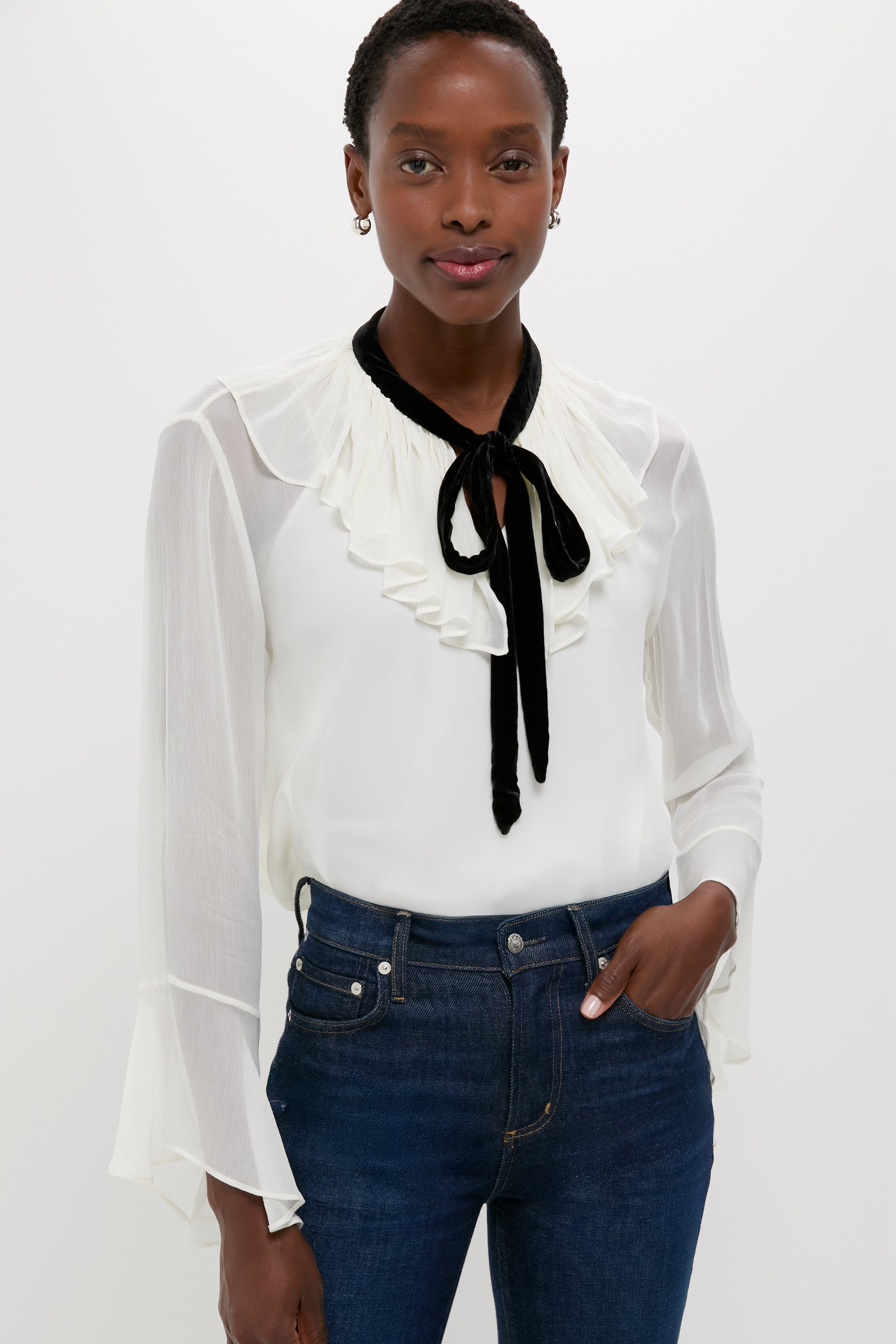 Trophy Cream Long Sleeve Collared Blouse | Polo Ralph Lauren