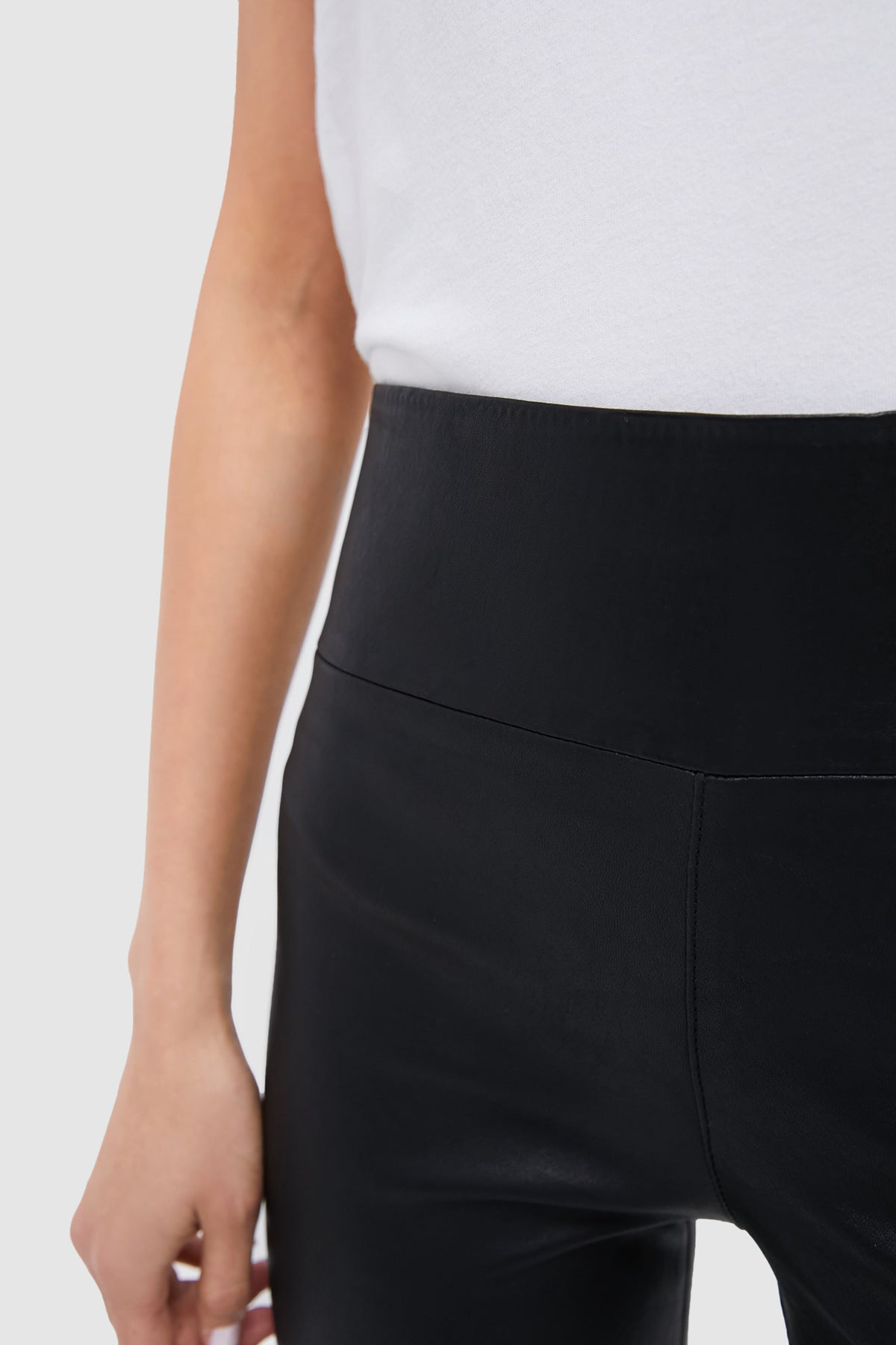 Black Leather Ankle Flare Legging