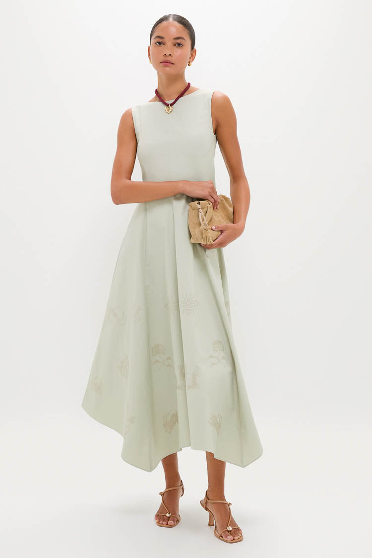 Pistachio Jacqueline Asymmetrical Hem Midi Dress | CLEA Pistachio Jacqueline Asymmetrical Hem Midi Dress | CLEA