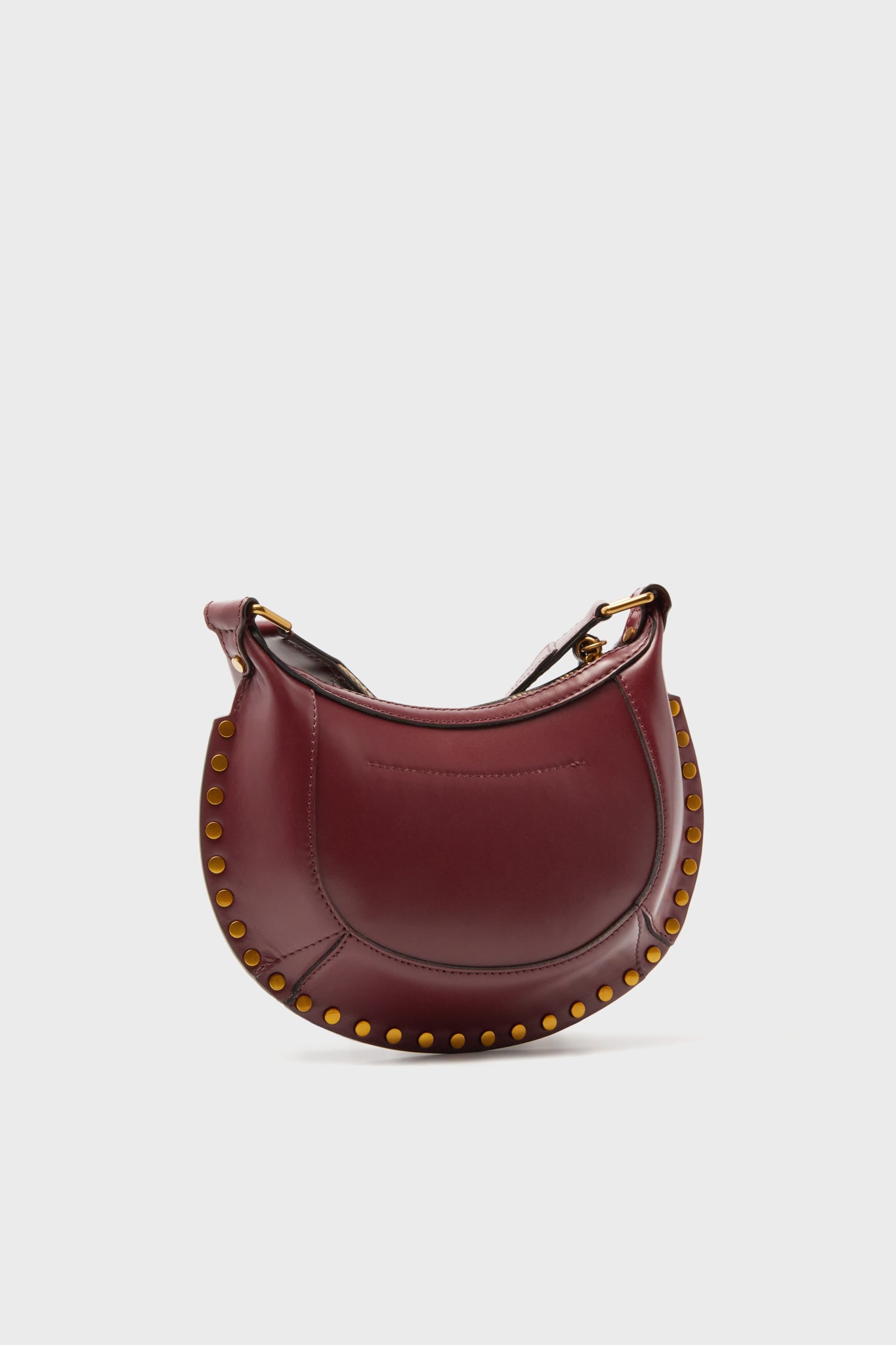 Burgundy Leather Mini Moon Crossbody