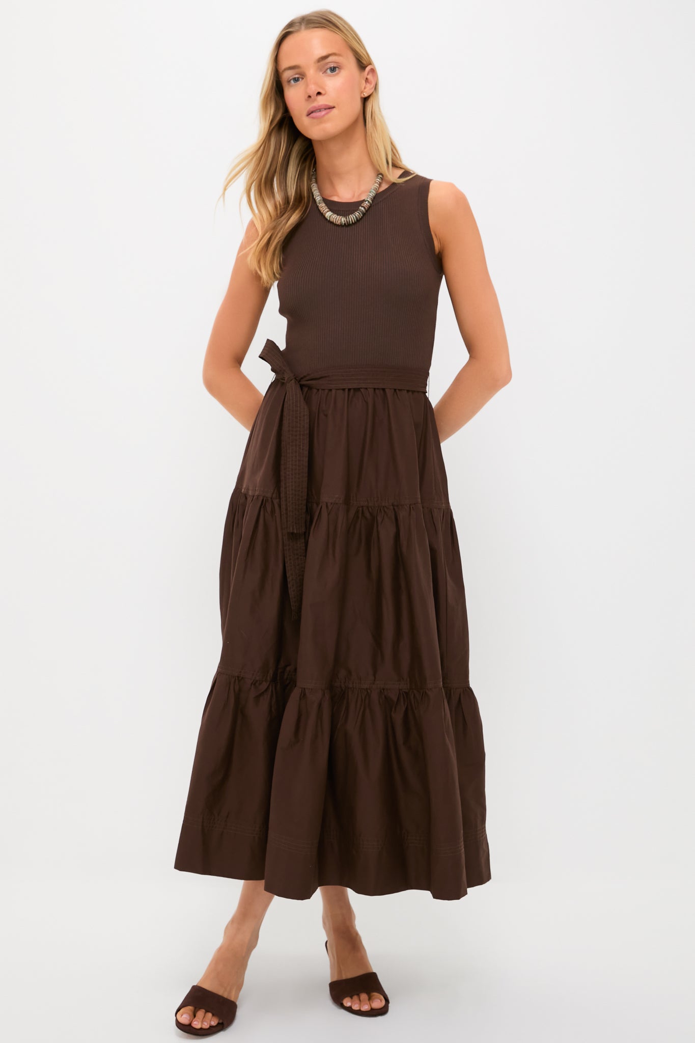 Exclusive Brown Sleeveless Maxi Dress
