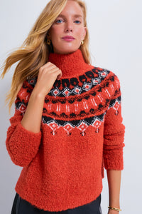 Red Boucle Emmett Fair Isle Turtleneck