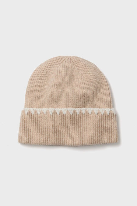Tan Blanket Stitch Winter Hat