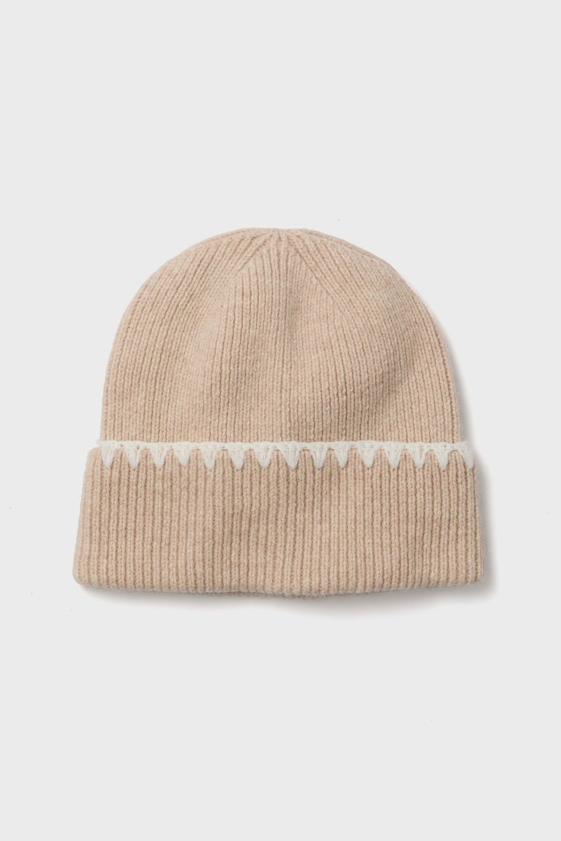 Tan Blanket Stitch Winter Hat