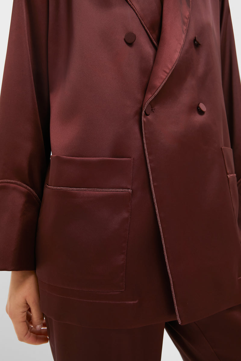 Chocolate Satin Smoking Jacket