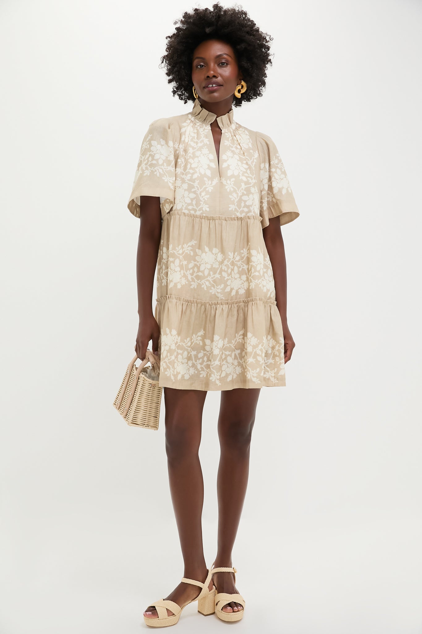 Sand Floral Stripe Crawford Dress