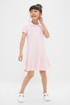 Girls Short-Sleeve Cotton Cable Knit Polo Dress
