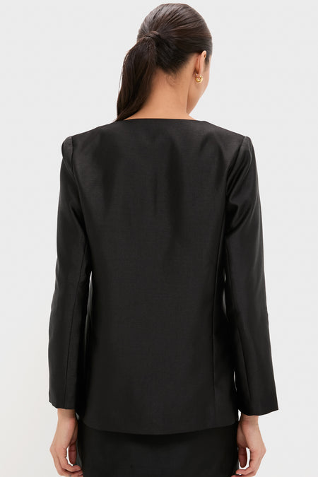 Black Dupioni Long Sleeve Carrico Top