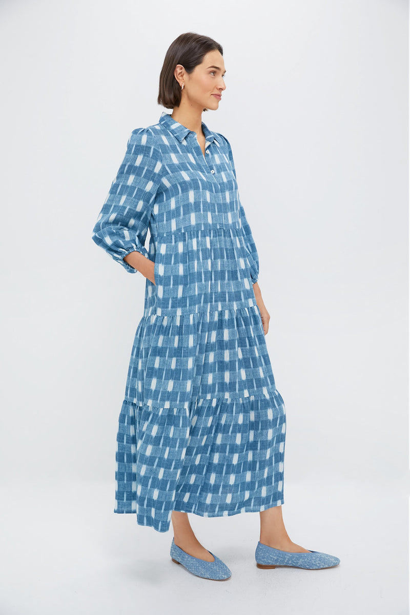 Blue Ikat Mabel Maxi Dress