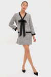 Silver Coco Tweed Bow Dress