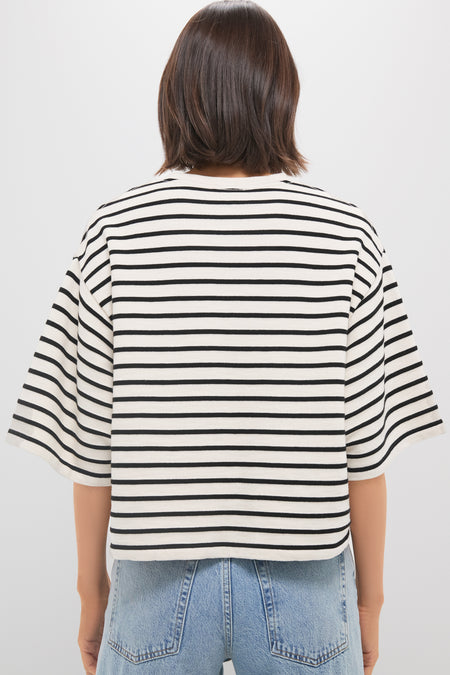 Black Stripe French Terry Myers Cropped Tee