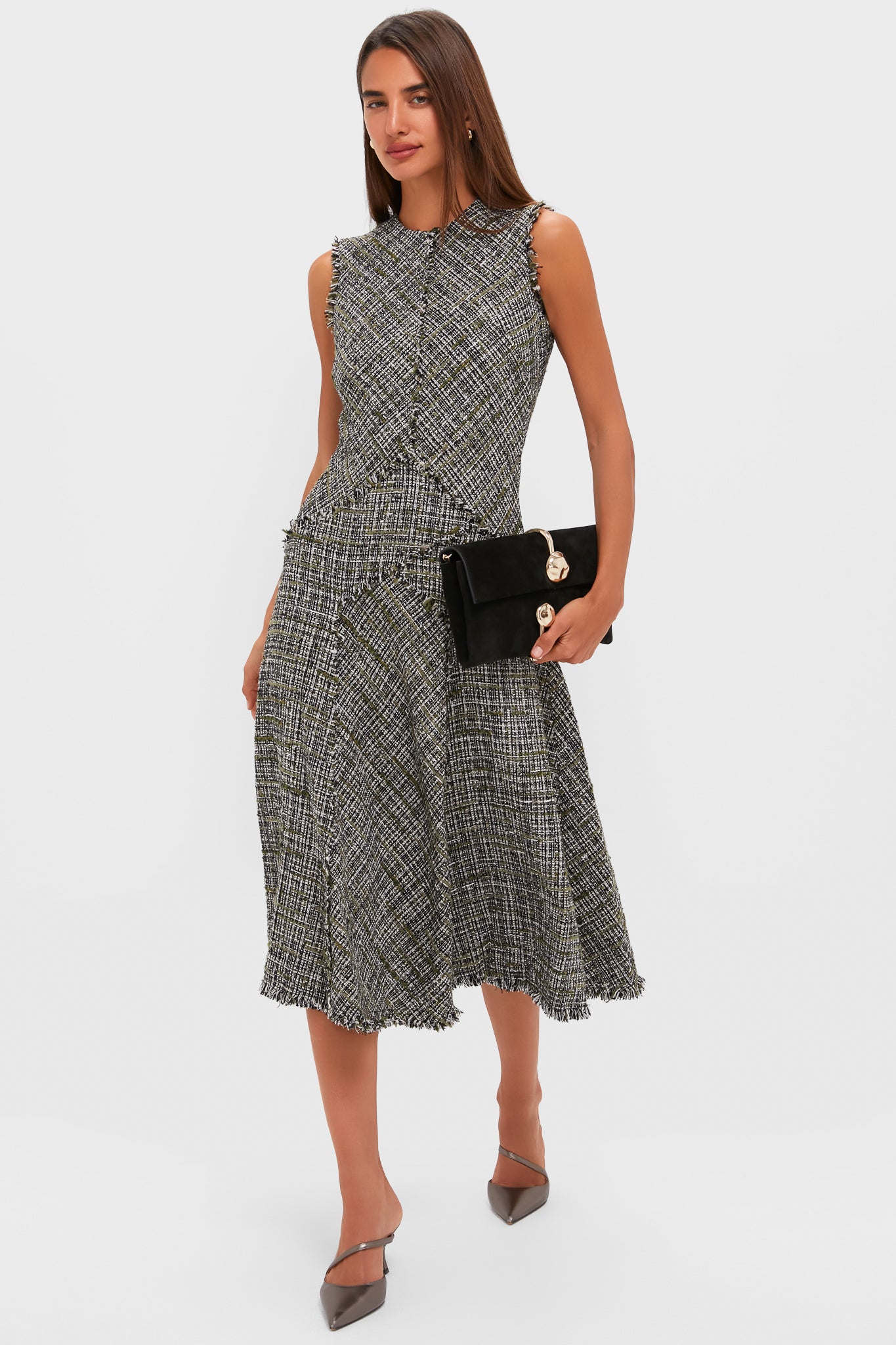 Dark Olive Sleeveless Midi Dress