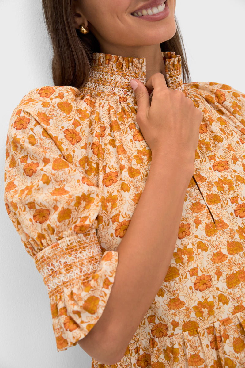 Burnt Orange Floral Sawyer Mini Dress