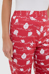 Red Shell High-Waisted Wide-Leg Pants