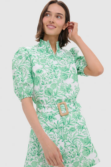 Mint Green Vine Floral Florence Blouse