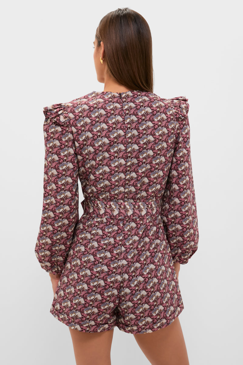 Plum Leafy Floral Jennie Romper