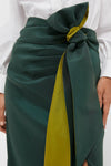 Forest Green Taffeta Angelise Tie Skirt
