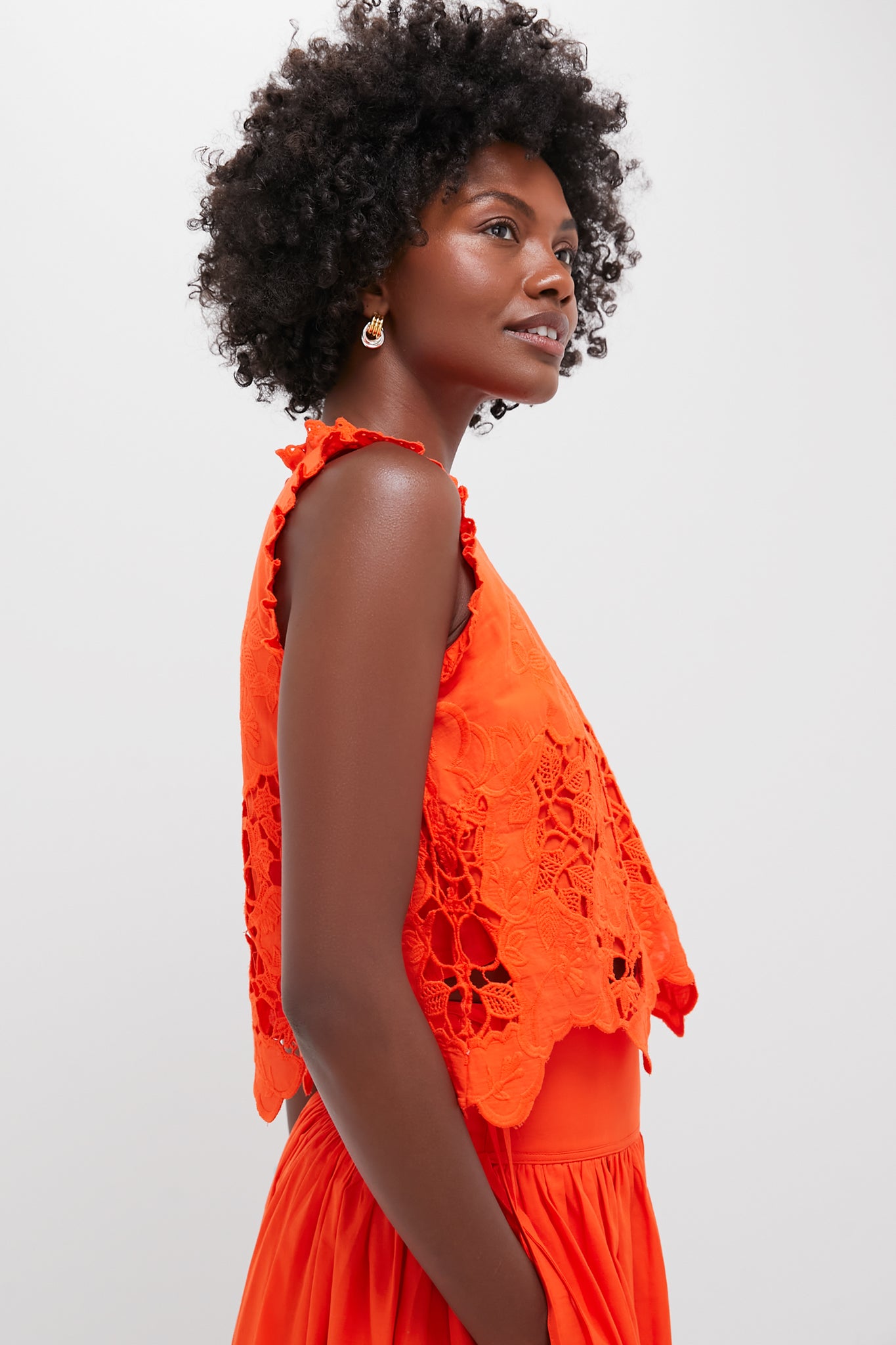 Tangerine Tango Embroidery Francesca Top