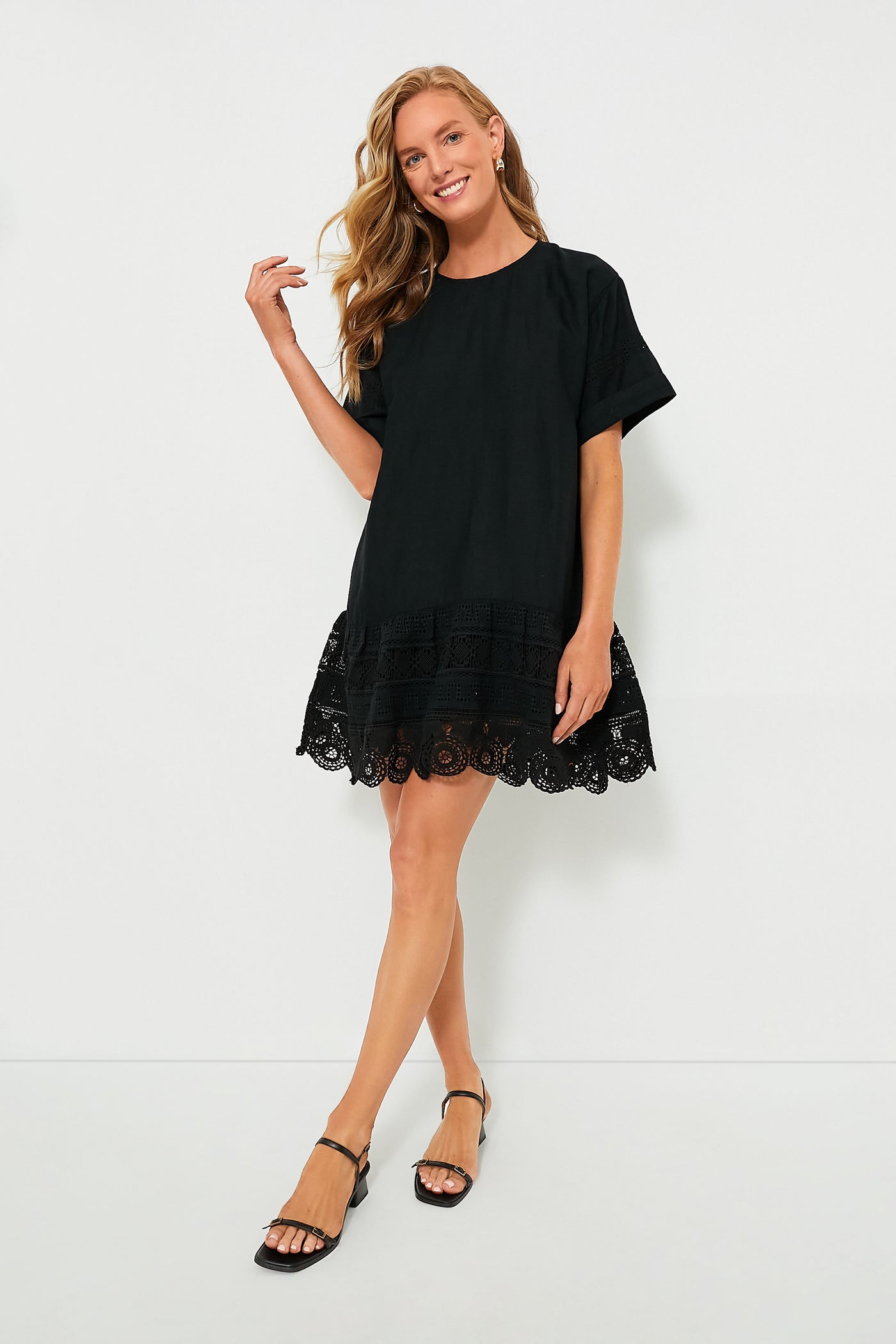 Exclusive Black Rosina Embroidery Short Sleeve Tunic Dress | Sea New York Exclusive Black Rosina Embroidery Short Sleeve Tunic Dress | Sea New York