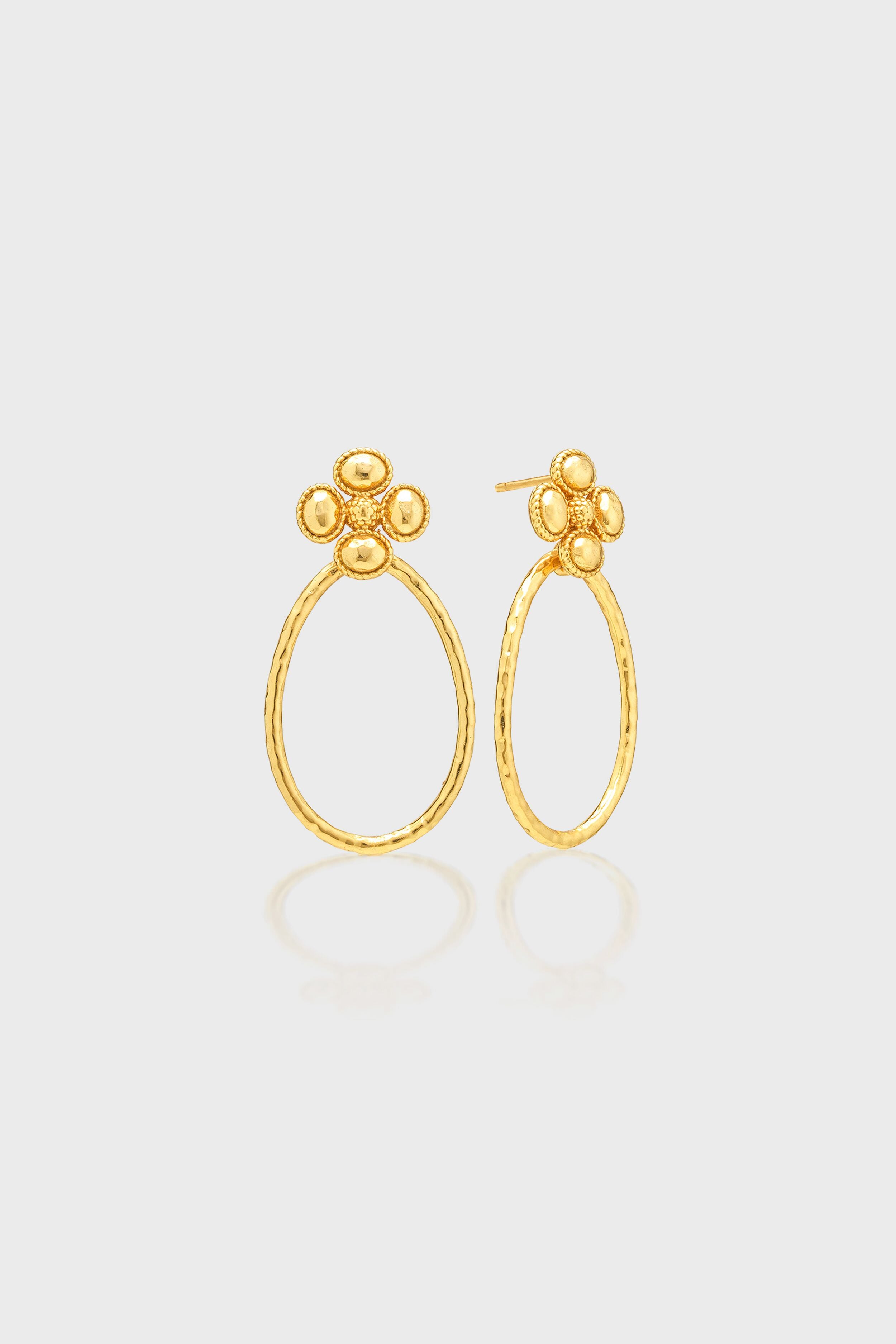 Berry Clover Teardrop Earrings - Gold