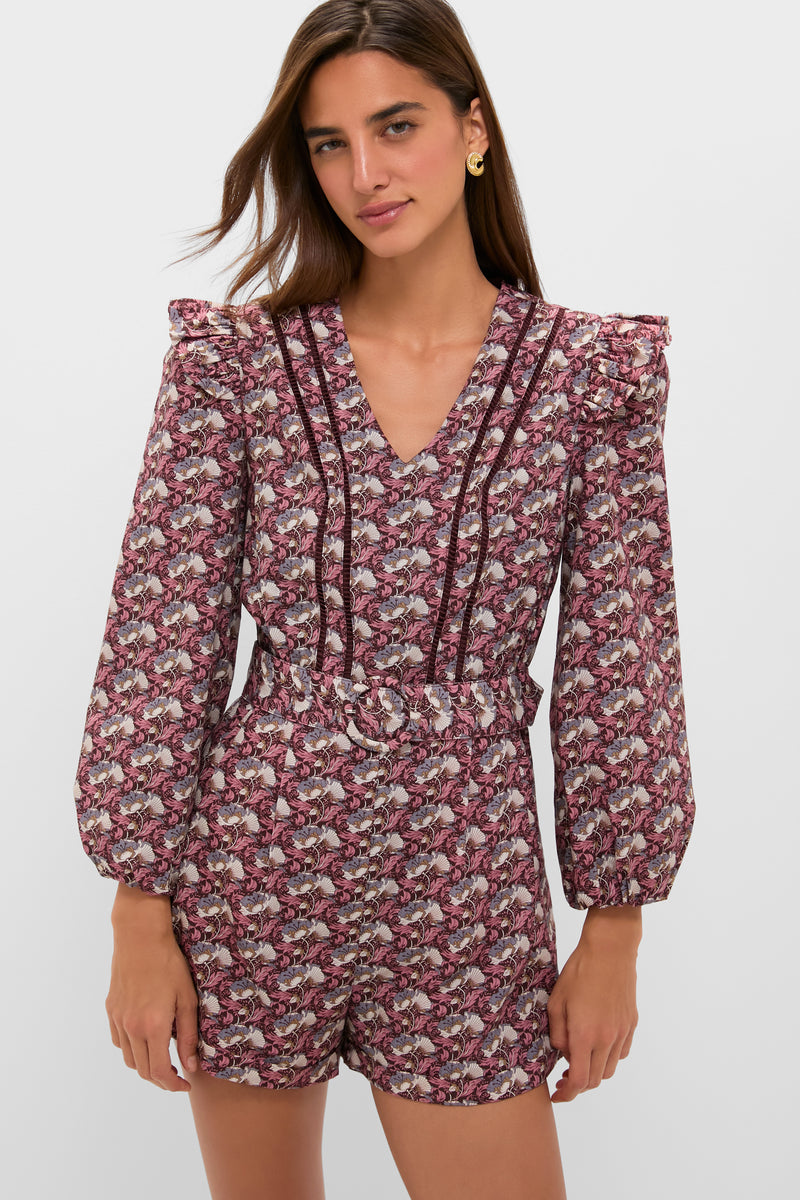Plum Leafy Floral Jennie Romper