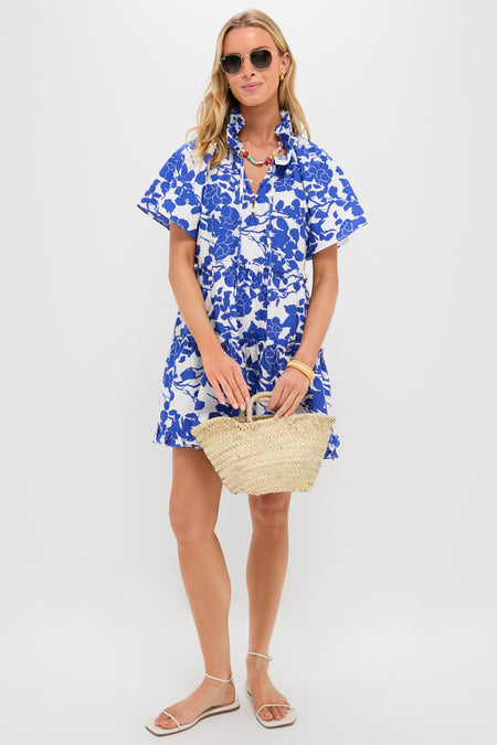 Blue & White Floral Thea Mini Dress