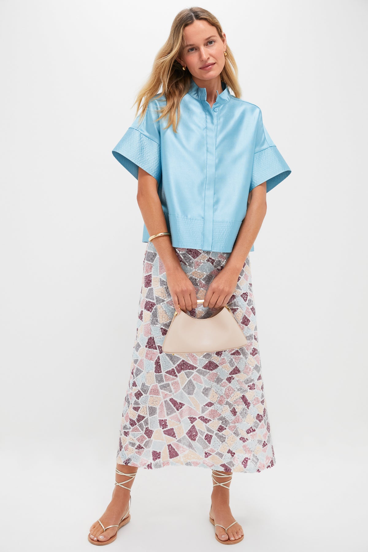 Robin's Egg Blue Trapunto Stitch Sofia Shirt
