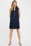 Navy Eyelet Sleeveless Collier Dress