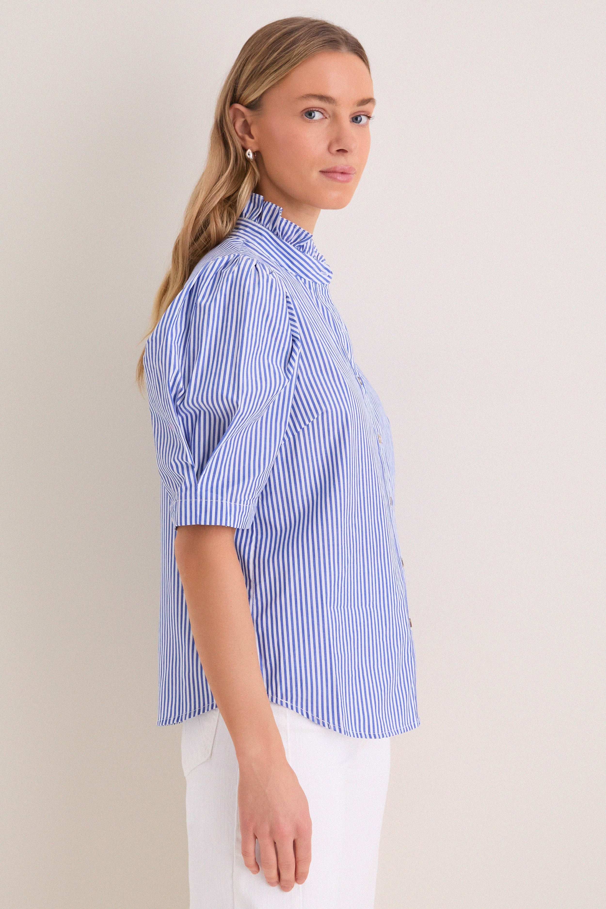 Blue Striped Alicia Blouse | Pomander Place