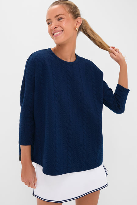 Navy Cable Ally Swing Sweatshirt