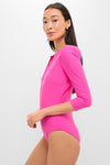 Ultra Pink Sculpting Puff Sleeve Swimsuit