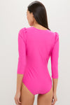 Ultra Pink Sculpting Puff Sleeve Swimsuit