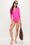 Ultra Pink Sculpting Puff Sleeve Swimsuit