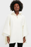 Winter White Boucle High-Neck Poncho