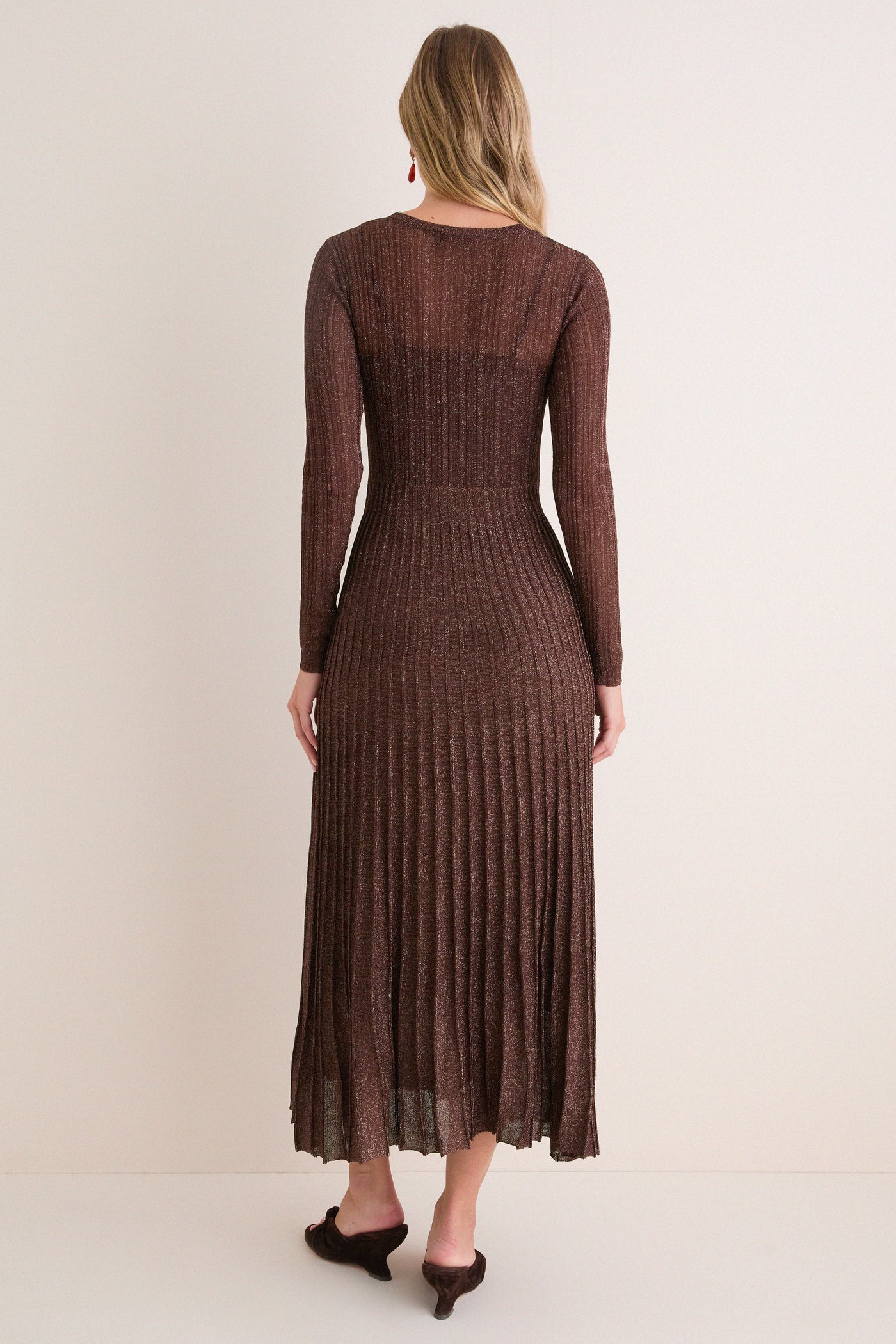 Exclusive Brown Long Sleeve Maxi Dress
