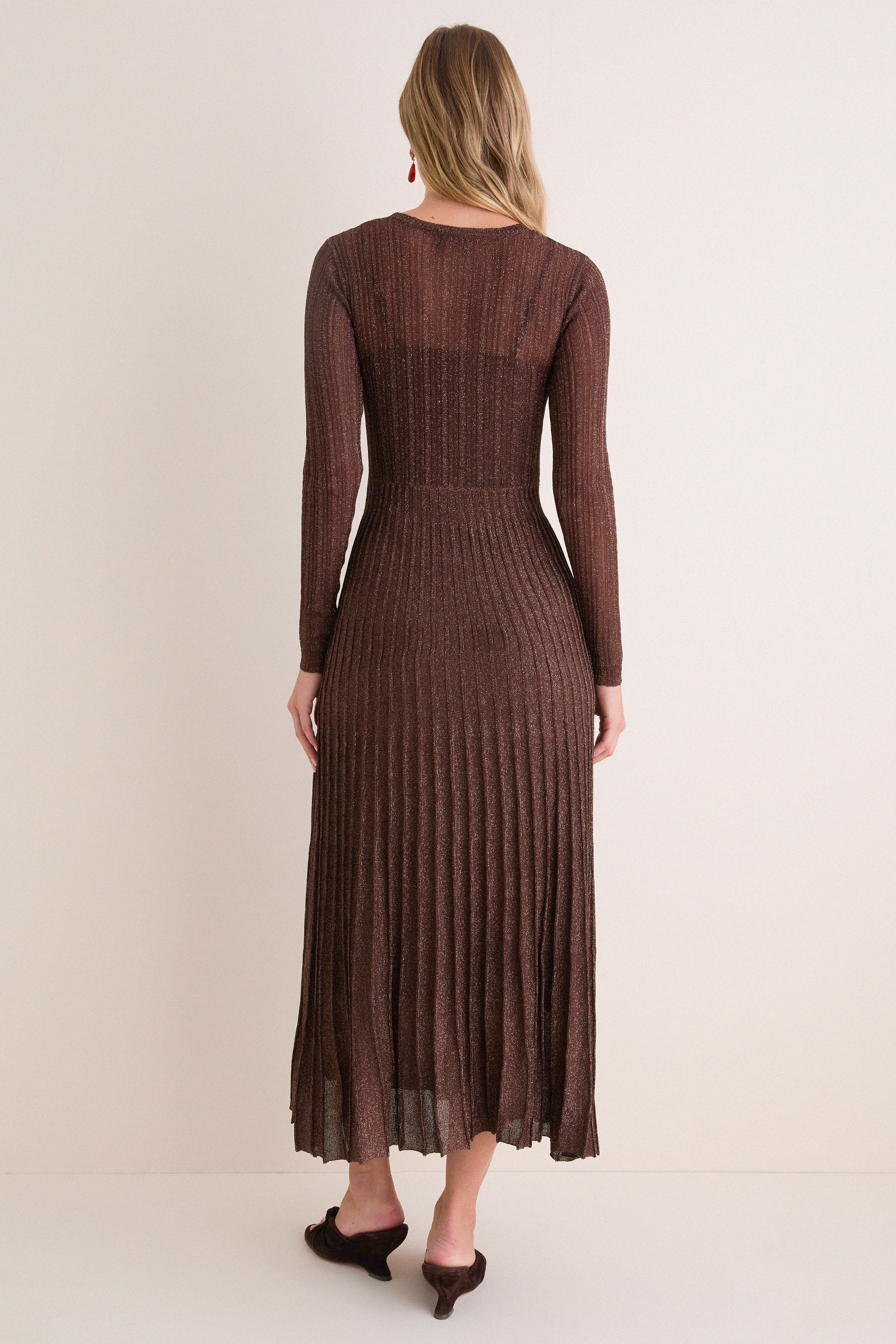 Exclusive Brown Long Sleeve Maxi Dress