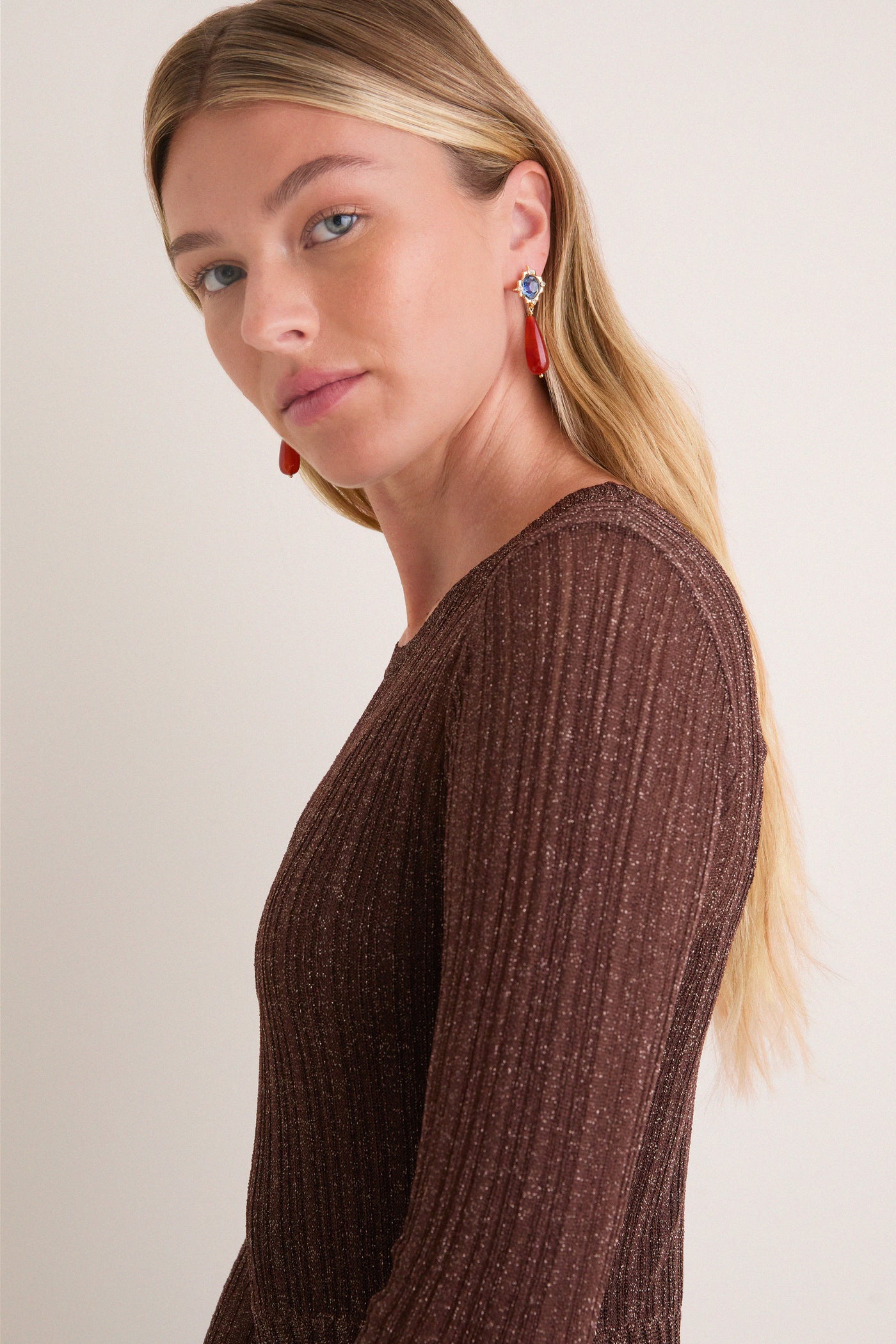 Exclusive Brown Long Sleeve Maxi Dress