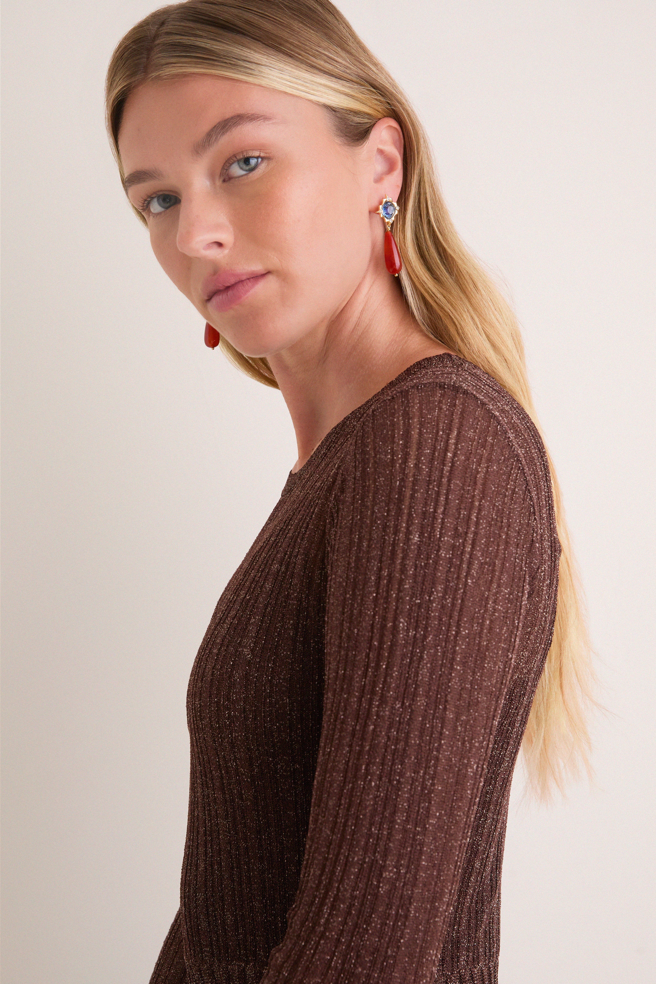 Exclusive Brown Long Sleeve Maxi Dress