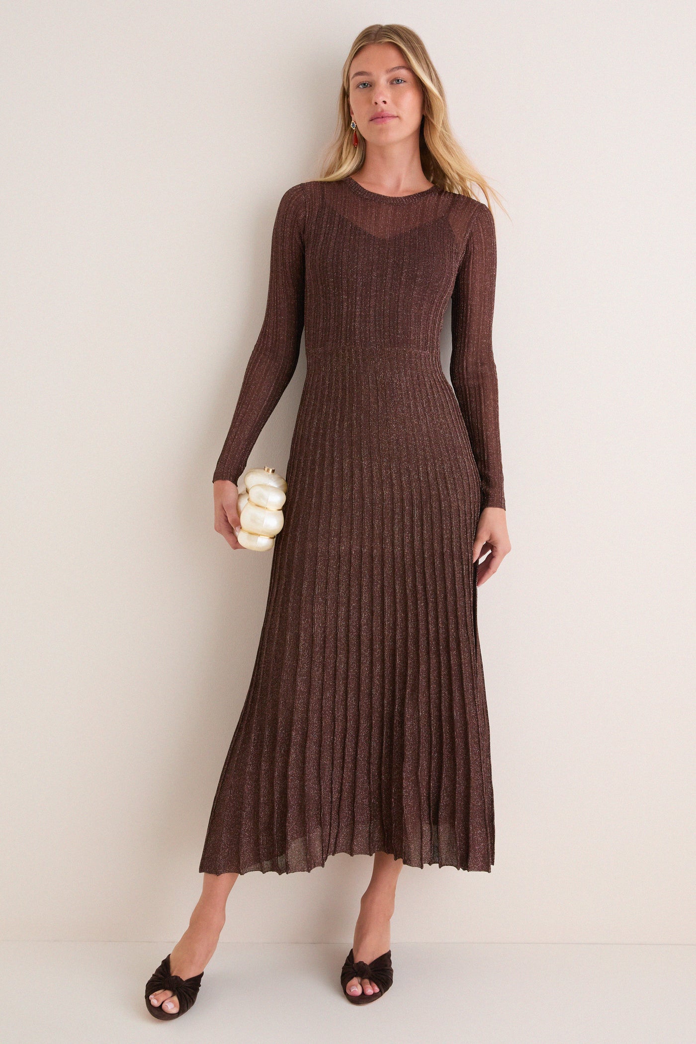 Exclusive Brown Long Sleeve Maxi Dress