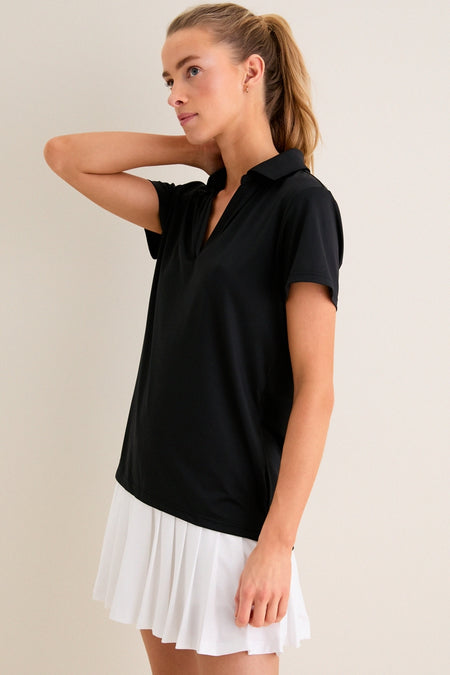 Black Short Sleeve Performance Jersey Caroline Polo