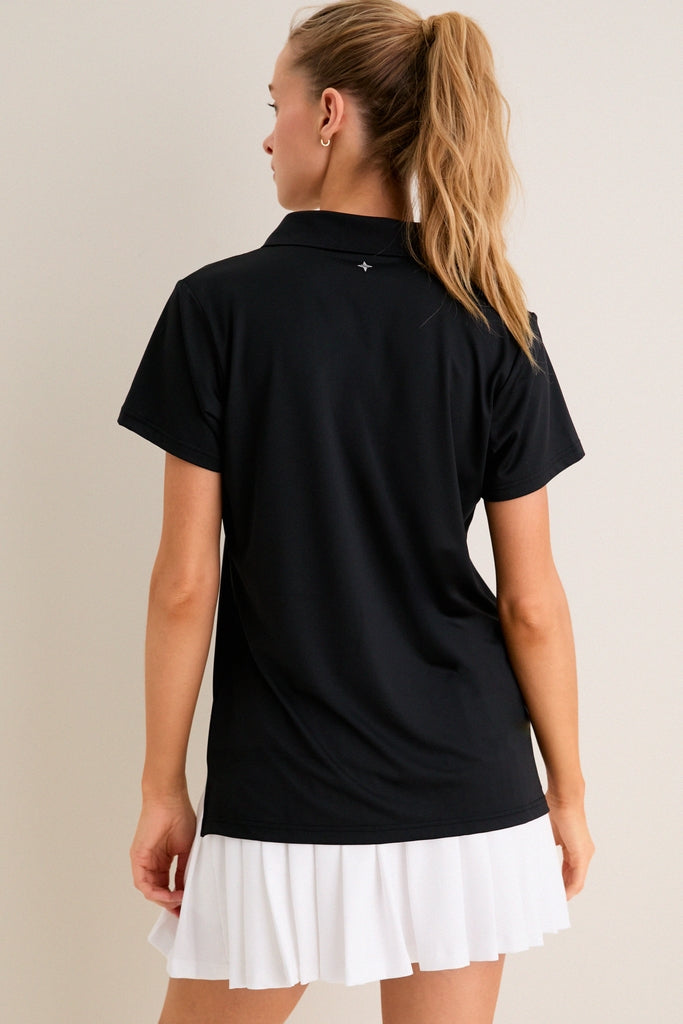 Black Short Sleeve Performance Jersey Caroline Polo