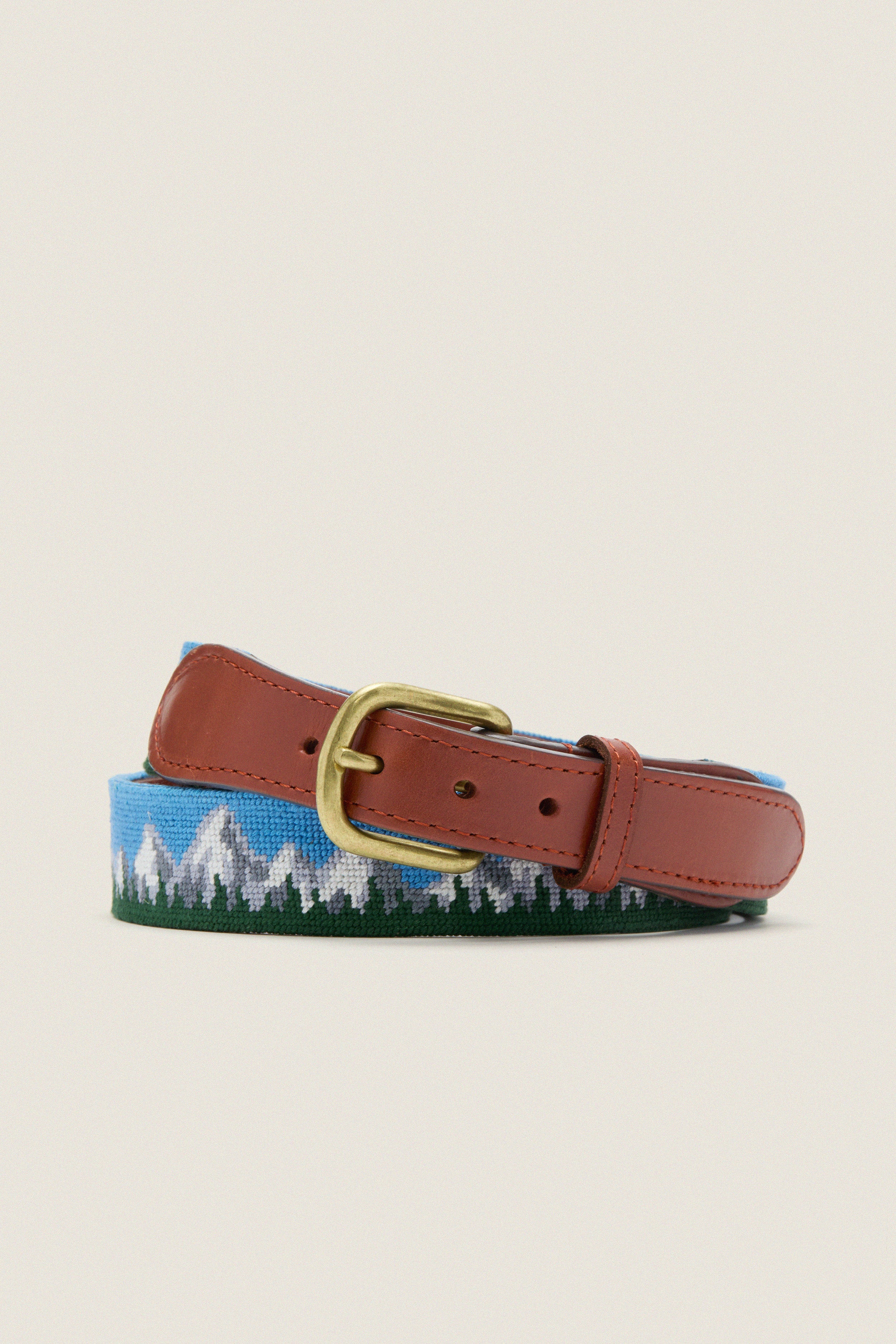Tetons Needlepoint Belt