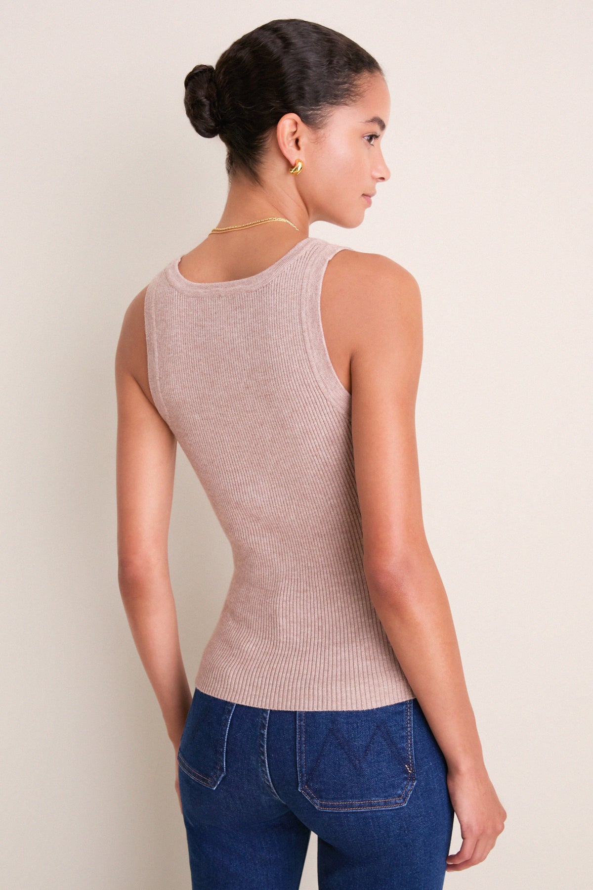 Oat Shelby Rib Knit Tank