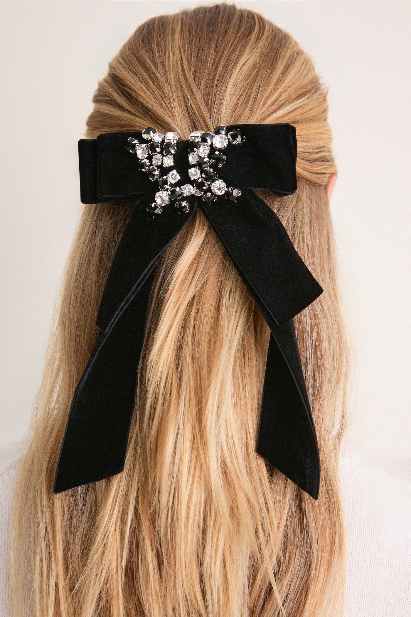 Black Velvet and Crystal Beth Bow