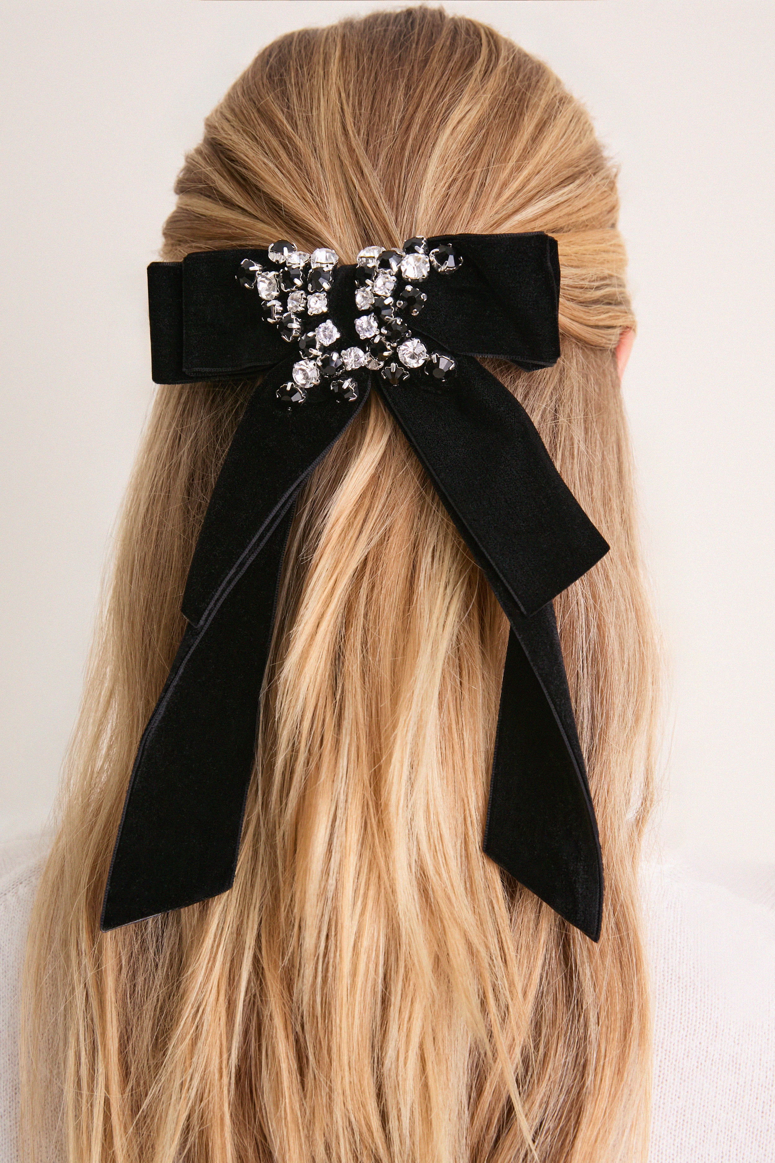 Black Velvet and Crystal Beth Bow