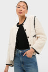 Cream & Black Trim Sherpa Audrey Jacket