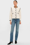 Cream & Black Trim Sherpa Audrey Jacket