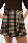 Chicory Coffee Check Wool Mix Skirt