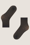 Black Sheer Polka Dot Socks with scalloped cuffs and tiny dot pattern, offering an effortless, fun, and high-end look for any outfit.