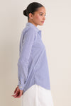 Blue and White Stripe Boyfriend Shirt